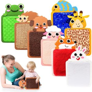 8Pcs Cartoon Animal Themed Felt Sensory Mats for Autistic Children Textured Cognition Tile Preschool Developmental Education Toy