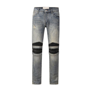 กางเกงยีนส์ทรงสลิมฟิตแบบหนัง ซิป ทรงบiker กางเกงขายาวหนา ทรงลำลอง เทรนด์ฤดูหนาวสำหรับผู้ชาย