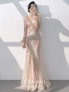 Gold Elegant Evening Gown