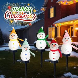 1pc Christmas Snowman Pathway Lights Solar Outdoor Snowman Stakes Lights For Home Patio Yard Garden Park Porch Street Xmas Decor