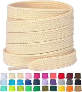 Elastic Polyester Cotton Shoelaces 1cm Flat Braided Replacement Laces Multi-Color Durable Laces for Sneakers Boots & Casual Shoe