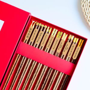 Retro Chinese Chicken-Wing Wood Chopsticks for Individual Use 10 Pairs