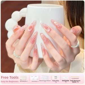 GANGHOU | Blue Cats Eye Bridal Nails Medium Long