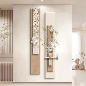 RUIBAHAO | Wooden Cream Style 3D Relief Wall Art Picture