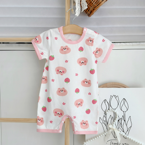 cat and  fish | Short Sleeve Cotton Onesie Summer Wear