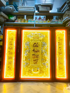 Cửu Huyền Thất Tổ Bằng Đồng – Có đèn Ngang 68cm x Cao 107cm