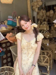 imimtuan | Đầm Mùa Hè Ngọt Ngào Phong Cách Pháp In Hoa