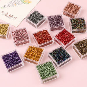 Handmade DIY Glass Beads Bracelet Mobile Phone Chain Weaving Accessories 2mm Mineral Color Glass Rice Beads Loose Beads