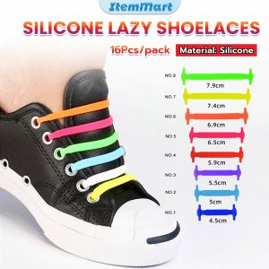 ItemMart 16Pcs/pack Silicone Lazy Shoelaces No Tie Shoe Laces Rubber Shoelace
