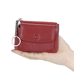Royal Bagger กระเป๋าเก็บบัตรบางๆพร้อมพวงกุญแจกระเป๋าสตางค์สั้นหนังแท้แฟชั่นกระเป๋าเงินสำหรับผู้หญิงเหรียญความจุมาก1951