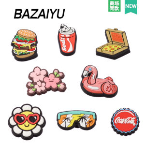 Fashionable Burger Shoe Buckle Accessory for Clogs/Crocs Fisherman Shoe Decorations High-End Feel PVC Material Summer 2025