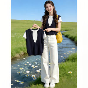 Shalldoer | Two-Piece Style Knit T-Shirt Slim Fit