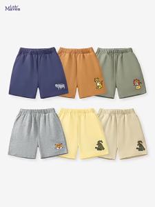 20252024 ชุดกางเกงขาสั้นเด็กการ์ตูน ฤดูร้อน ผ้าฝ้ายแท้ กางเกงขาสั้นเด็กชาย สีพื้น กางเกงเด็ก กางเกงขาสั้นสไตล์กีฬา