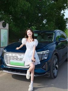 French Sweet Blue Floral Puff Sleeve Dress Womens Summer Small Waist-Tight Fairy Dress Figure Flattering Short Skirt