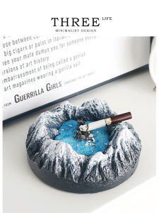 Tlife Jokul Creative Ceramic Ashtray Simple Modern Living Room Decorative Item Personalized Small Batch Snow Mountain Design