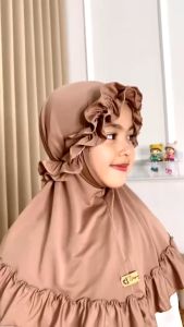 Bergo Anak Kriwil Karet - Desmonda Hijab Anak Raina 3-6 th - Hijab Anak Rempel Karet - Jilbab Anak - Penutup Kepala Si kecil - ALWAYS BAROKAH