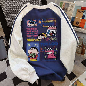 American Style Thickened Fleece Hoodie Womens round Neck Patchwork Sweatshirt Campus Style Autumn Winter 2024 Trendy Brand Streetwear