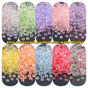 120 pieces of 4mm transparent gradient mermaid water droplet DIY handmade edge hole glass bead jewelry clothing accessories