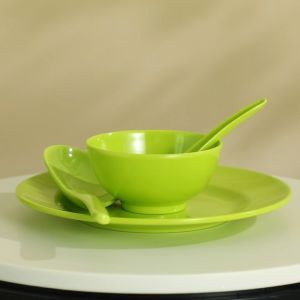 OMC จานและชามพลาสติกป้องกันการหล่นในครัวเรือนจานกลมจานอาหารชามกลมชามอาหาร