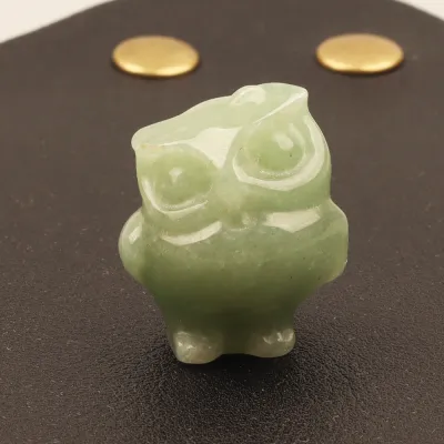 1 Inch Hand Carved Mini Owl Figurine Opalite Jade Mini Animal Crystal Craft Chakra Home Decor