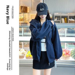 NIANDAIJINGDIAN | Zip Hoodie Jacket Early Autumn Loose Fitting Slimming Casual