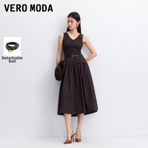 Vero Moda | Knit Solid Color Splicing Detachable Waist A-line Dress