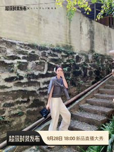 กางเกงขายาวทรงตรงหลวมๆ ผสมลินินและผ้าไหม กางเกงขายาวทรงสลิมฟิตสำหรับฤดูใบไม้ร่วงปี 2024 กางเกงขายาวลำลองสำหรับผู้หญิง