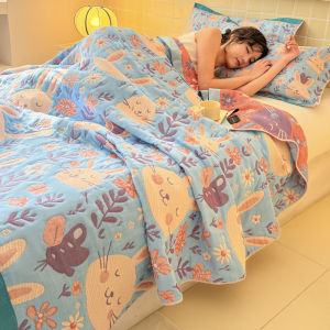 3pcs-set Soft Skin-friendly 3-layer Gauze Cotton Blankets Summer Breathable Nap Air Conditioning Blanket Thin Bedspread
