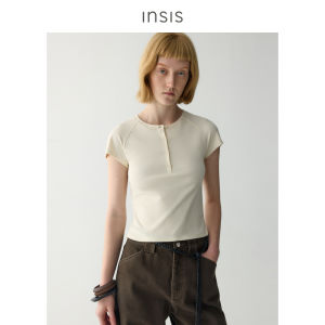 INSIS FEMME | Natural Henry Neck Cotton T-shirt