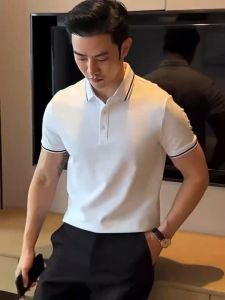 Solid Color Button Lapel POLO Shirt Boys Casual t-Shirt Loose Short Sleeve Top For Bottoming Shirt Pure Simple All-Match