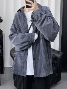 Áo Sơ Mi Nhung Kẻ Dài Tay Rộng Rãi Dày Dặn Cho Nam Mùa Xuân Thu Phong Cách Nhật Bản Thời Trang Áo Sơ Mi Cotton Thoáng Khí