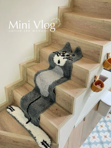 Foldable Cat Stair Carpet Cute Childrens Bedroom Bedside Foot Mat Cartoon Step Mat Pad Staircase Style Modern Simple Home Decor