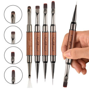 1/4PCS คู่รอบไม้ Handle เข็มสแตนเลสจิตรกรรมปากกาเจลแปรงคริสตัลเล็บเล็บ