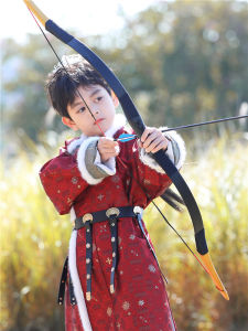 ชุดกี่เพ้าฤดูใบไม้ร่วง/ฤดูหนาวสำหรับเด็กชาย สีแดง อบอุ่น ชุดโบราณ ชุดเยาวชน ชุดกี่เพ้าจีน ชุดเด็กอนุบาล