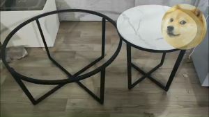 Bàn Trà Đôi Sofa Bàn Trà Mặt Đá Tròn Chân Sắt Kiềng 4 Thanh Đơn Giản Nan Tròn Cafe Phòng Khách