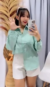 KEMEJA ZHEA TOP TARTAN / KEMEJA KOTAK WANITA. kem kotak /Baju Bagus