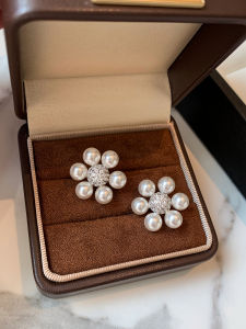 CAFFTI | S999 Sterling Silver Flower Pearl Spring Summer New Trend High End Unique Ear Pins
