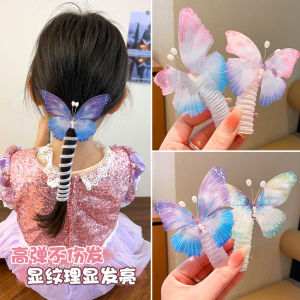 Childrens Ponytail Spiral Hair Ties New Fashion Dynamic Butterfly Hair Band Fine Sparkle Telephone Wire Hair Rope For Girl Women Hair Accessories