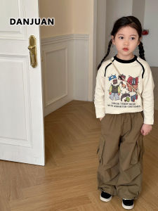 Girls Long Sleeve Loose Cotton Base Shirt Korean Style Childrens Top Fashionable Autumn Wear T-Shirt for Kids Ages 3-10