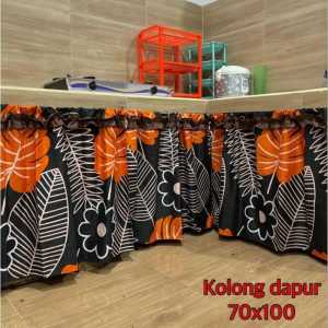 gorden rumbai poni serut kolong dapur bawah wastafel bawah kompor motif gold bunga