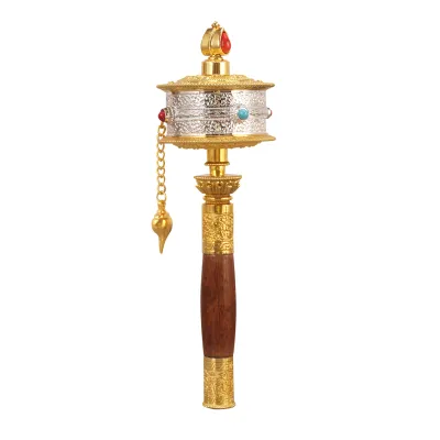Handheld Prayer Wheel with Gemstones Plastic