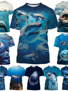 Áo Thun Tay Ngắn in 3D Họa Tiết Cá Mập Bãi Biển Mùa Hè in 3D Tay Ngắn Áo Thun Nam Mùa Hè Thoáng Khí Thoải Mái Phong Cách Thường Ngày
