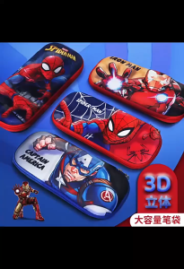 Kotak Pensil Multifungsi 3D Karakter Superhero & Dino dengan Zipper