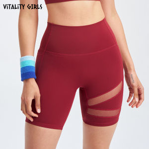 Quần Tập Yoga Vitality Bé Gáis Quần Đùi Thể Thao Lưng Cao Thoáng Khí Nhanh Khô Lưới Quần Đùi Tập Thể Dục Bốn Phần Cho Nữ