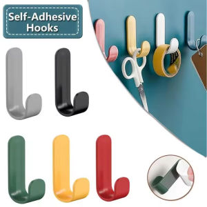 6 Pcs Self Adhesive Strong Wall Hooks Towel Door Key Bag Coat Hook Holder Kitchen Bathroom Accessories Home Colorful Sticky Hook