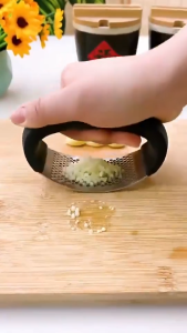 Premium Stainless Steel Garlic Press and Vegetable Slicer - Kitchen Gadget for Garlic and Fruit Grinding