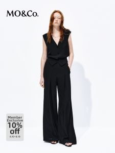 MO&Co. | Waist-Cinching Vest Wide Leg Pants Set