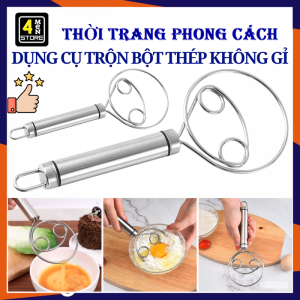 Dụng Cụ Trộn Bột Cây Đánh Trứng Bằng Thép Không Gỉ - Phới Đánh Trứng Khuấy Cafe Tạo Bọt Tay Cầm - Cây Khuấy Bột - Dụng Cụ Đánh Trứng Đánh Bông Kem Làm Bánh Tiện Lợi - Dụng Cụ Nhà Bếp