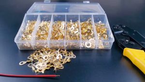 150/300PCS Box Terminal Block Wire Connector O-type Ground Lugs Terminal Cold-Pressed Copper M3/M4/M5/M6/M8/M10