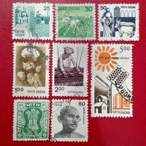 Koleksi Prangko kuno India Klasik 8 Pcs Campur USED